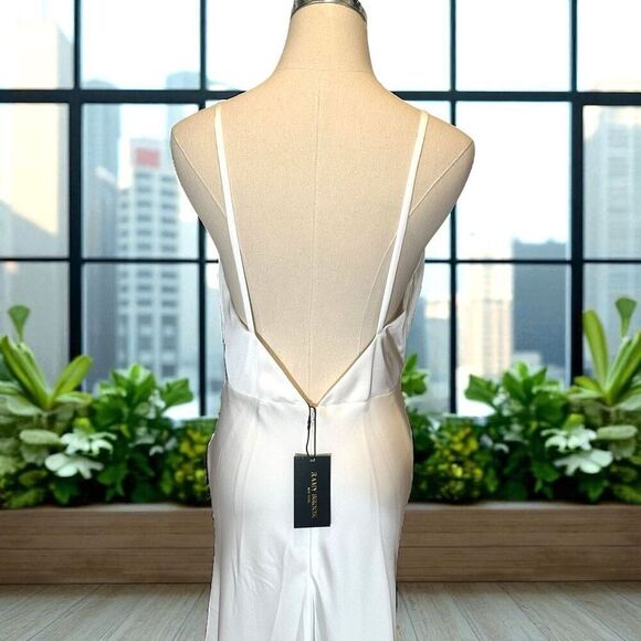 NWT Ramy Brook $595 Vick V-Neck Satin Gown Ivory Size 6 – Drained V-Neck, Open B - Picture 8 of 12